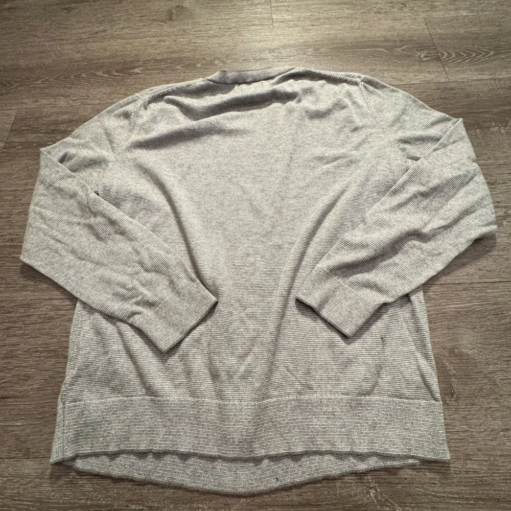 Banana Republic Sweater Mens M Gray Striped Silk Cashmere Premium Luxe Yarn